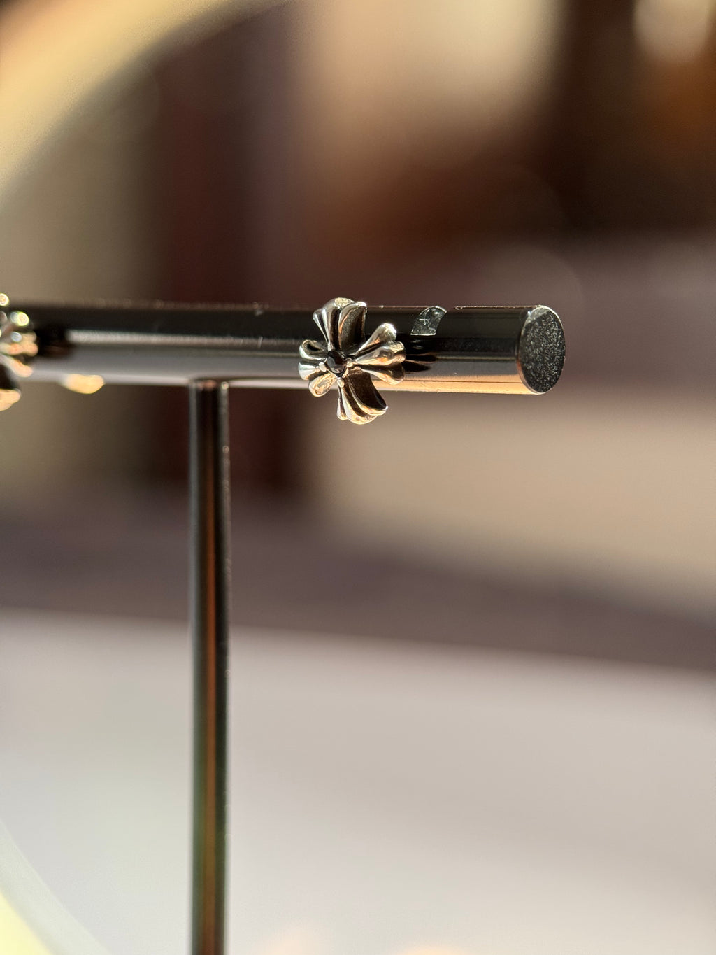 Black Dot chrome Earring