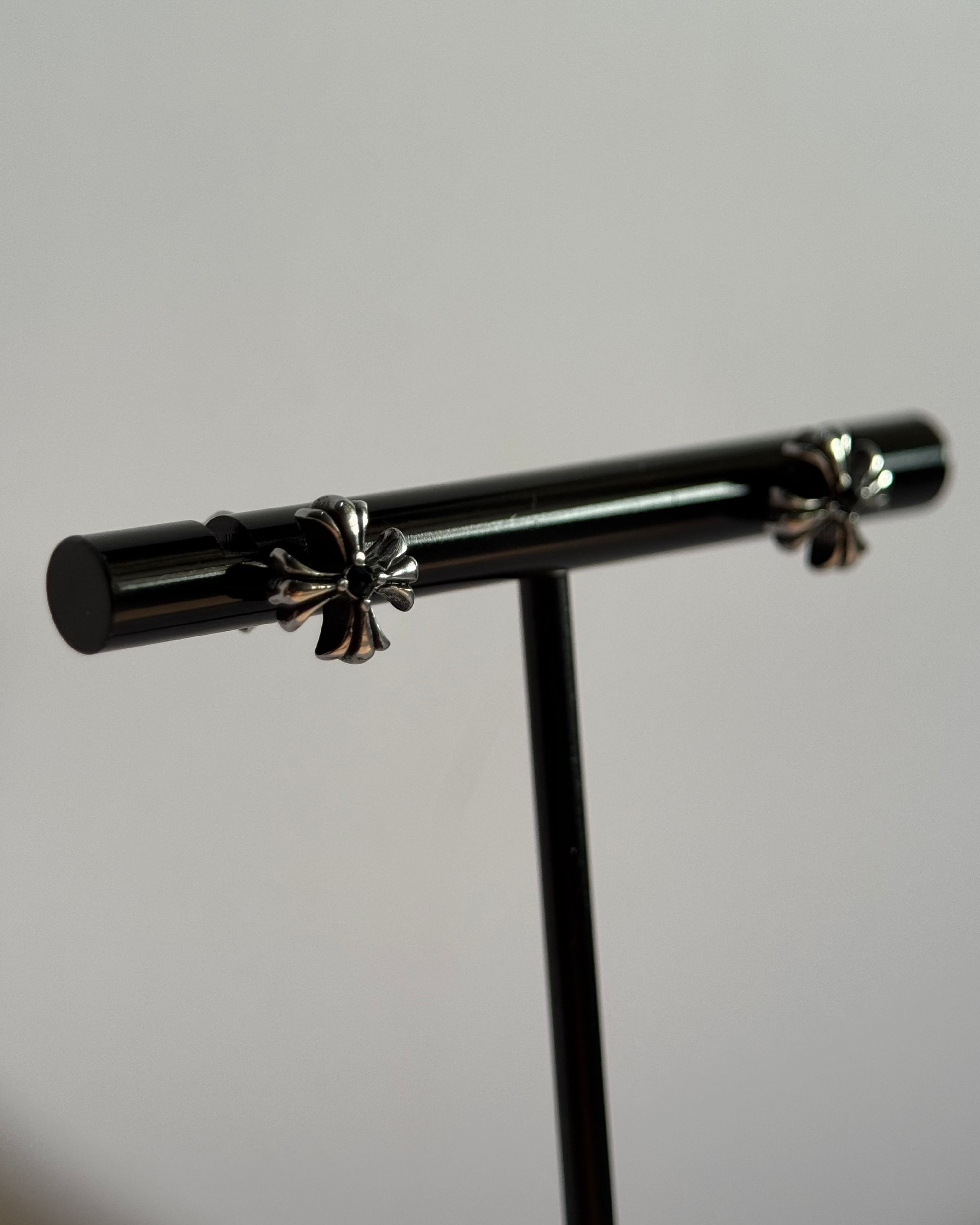 Black Dot chrome Earring